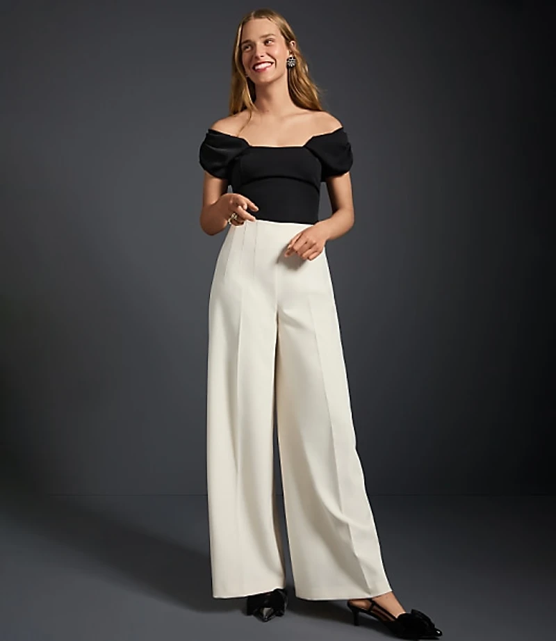 Darted Palazzo Pants Doubleface