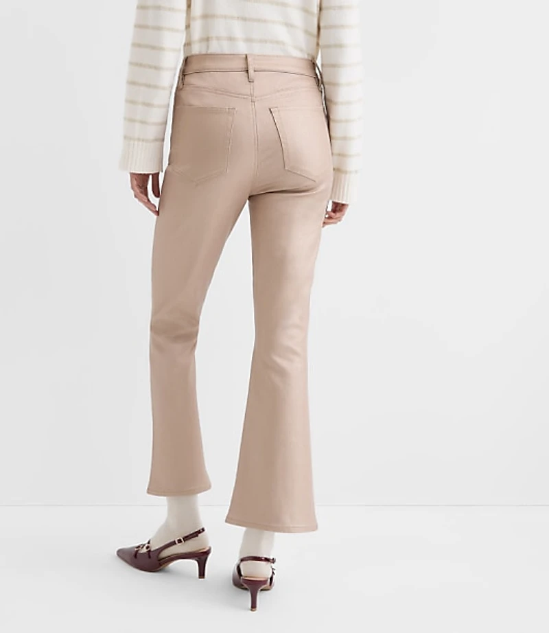 Petite Coated High Rise Kick Crop Jeans Gold