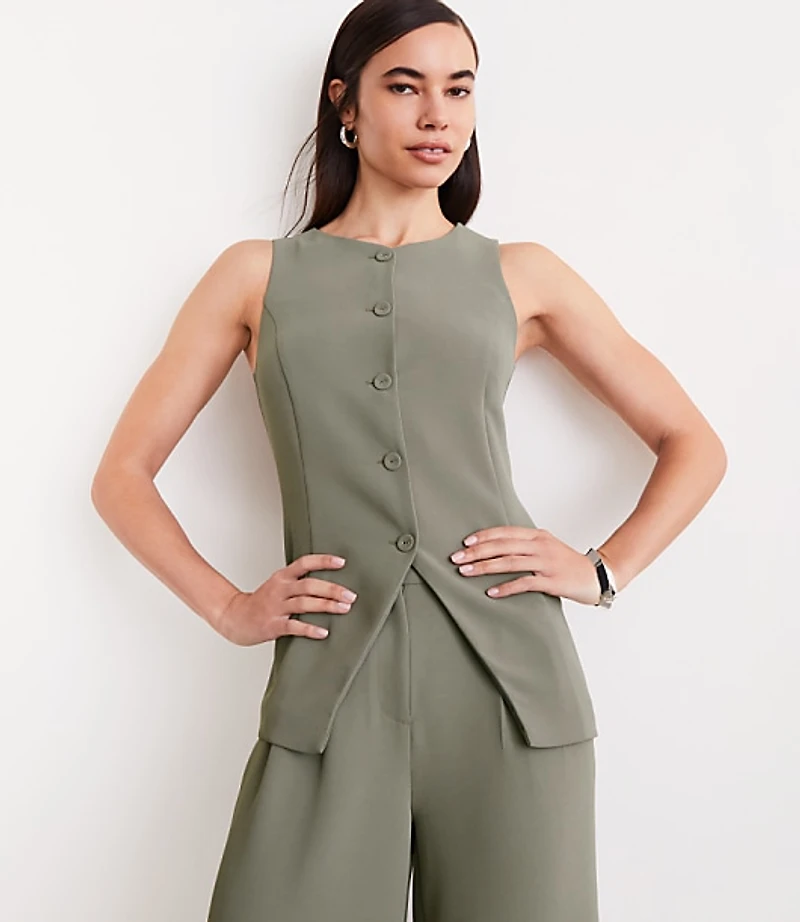LOFT Versa Crepe Drape High Neck Vest