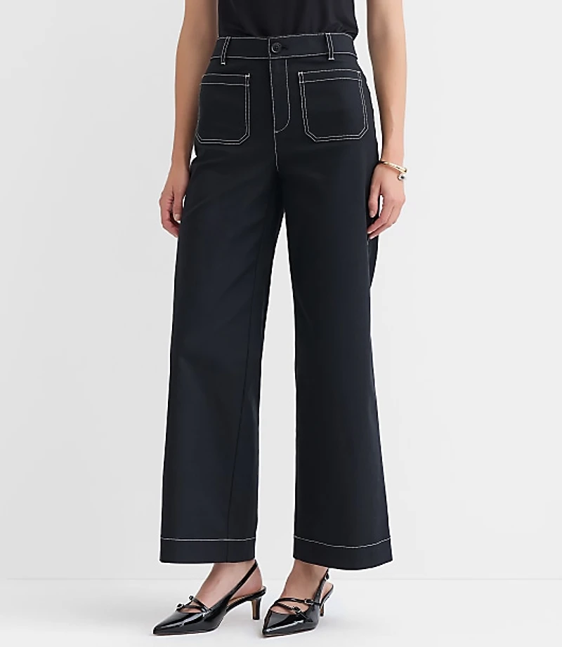 Petite Palmer Wide Leg Pants Pique