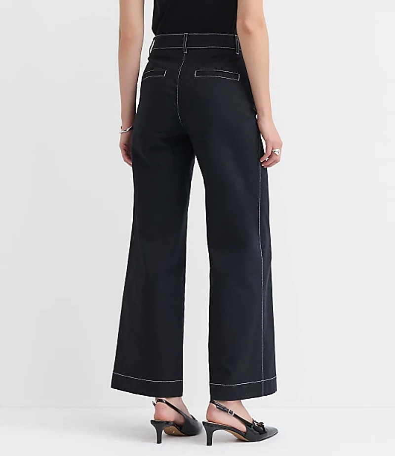 Petite Palmer Wide Leg Pants Pique