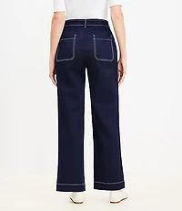 Curvy Button Front Straight Pants Twill