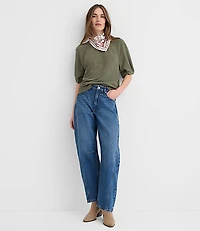 Petite Pleated Puff Sleeve Sweatshirt