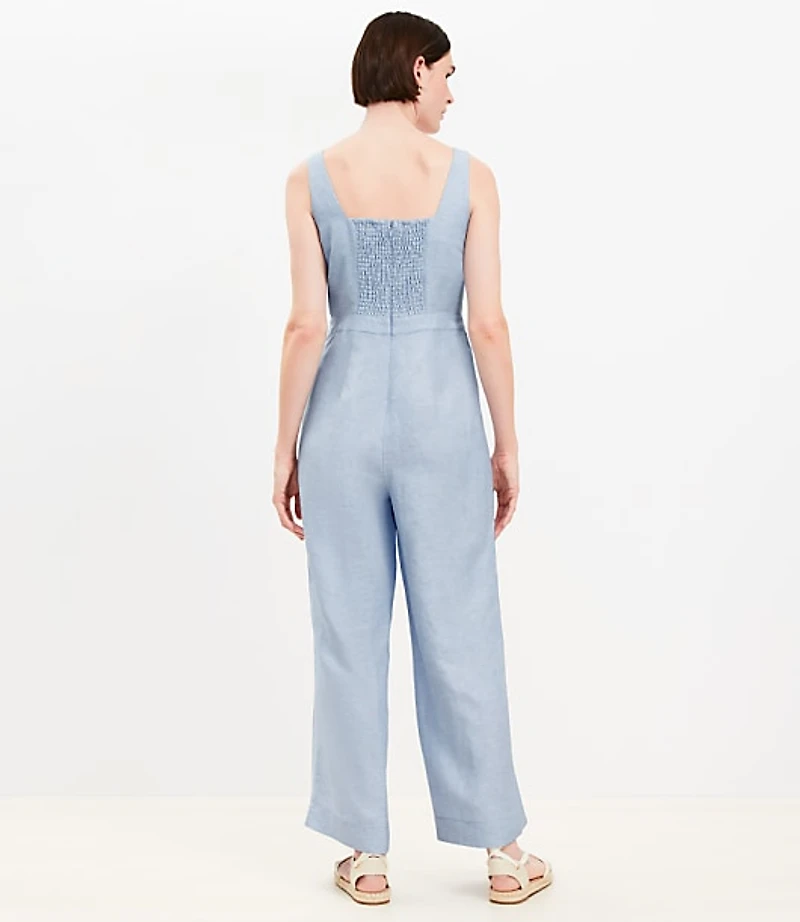 Linen Blend Square Neck Jumpsuit