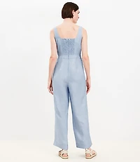 Linen Blend Square Neck Jumpsuit