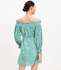 Petite Floral Smocked Off The Shoulder Mini Dress