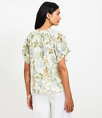 Floral Ruffle Flutter Sleeve Top