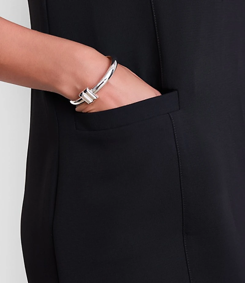 Petite LOFT Versa Crepe Drape Mini Pocket Dress