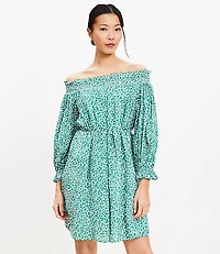 Tall Floral Smocked Off The Shoulder Mini Dress