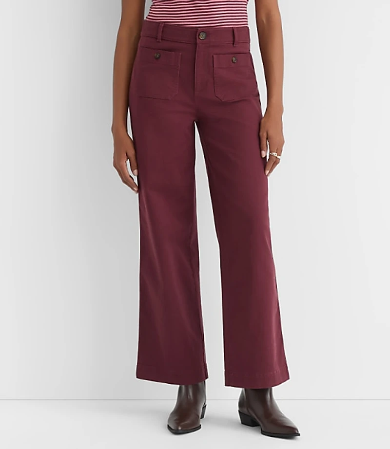 Petite Palmer Wide Leg Crop Pants Twill