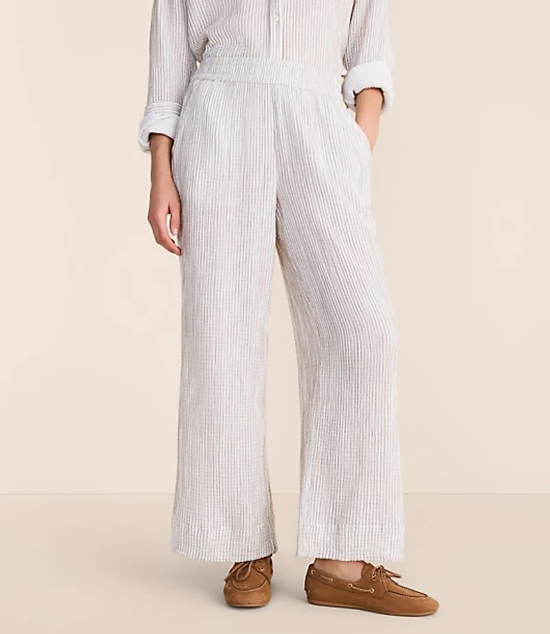 Petite Lou & Grey Striped Triple Cloth Wide Leg Pants