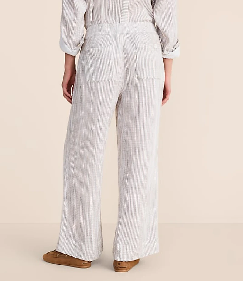 Petite Lou & Grey Striped Triple Cloth Wide Leg Pants