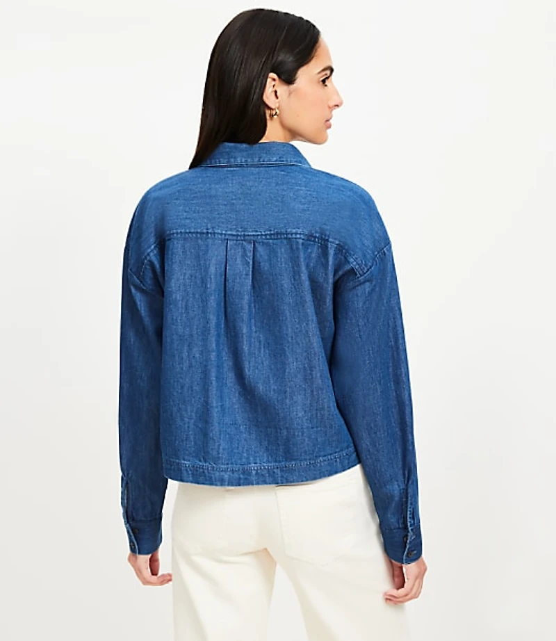 Petite Chambray Wide Sleeve Modern Utility Shirt
