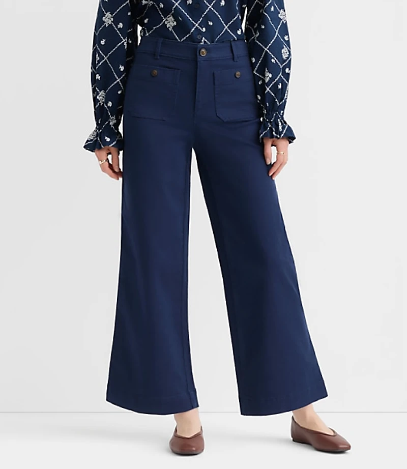 Tall Palmer Wide Leg Crop Pants Twill