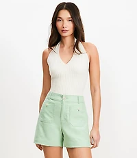 Ribbed V-Neck Halter Sweater