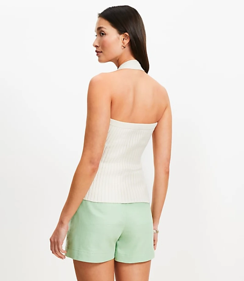 Ribbed V-Neck Halter Sweater