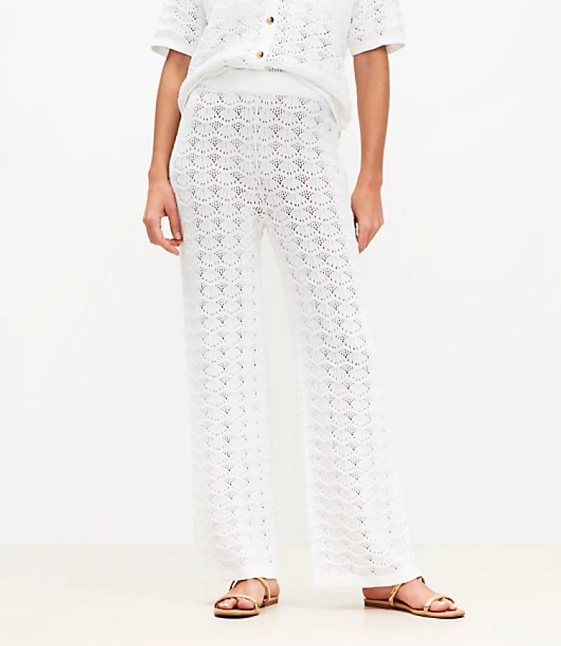 LOFT Beach Pointelle Wide Leg Pants