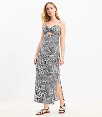 LOFT Beach Spiral Linen Blend Cutout Twist Midi Dress