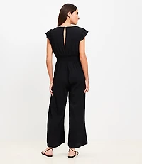 LOFT Beach Crinkle Cutout Flutter Jumpsuit