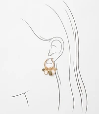 Marbleized Mother Of Pearl Charm Hoop Earrings