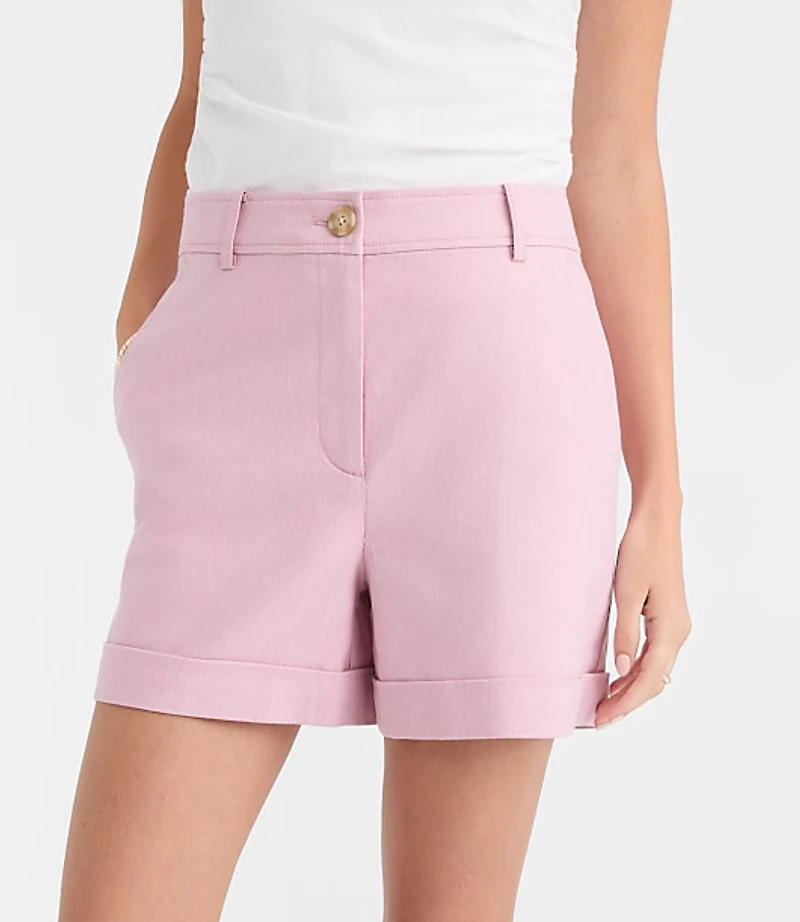 Petite Cuffed Shorts in Cotton Linen