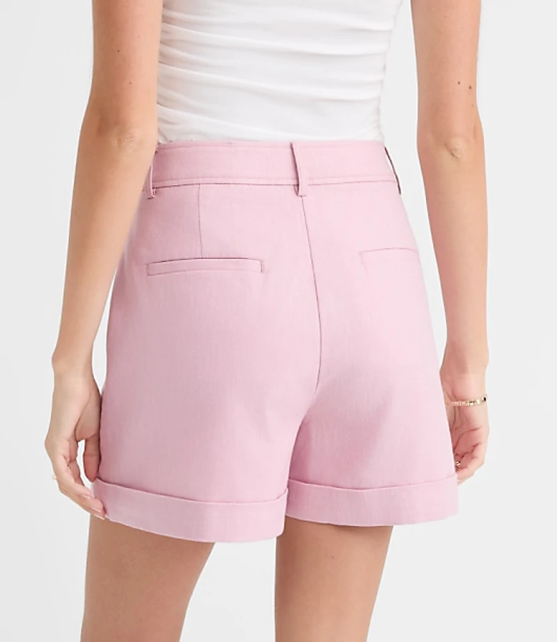 Petite Cuffed Shorts in Cotton Linen