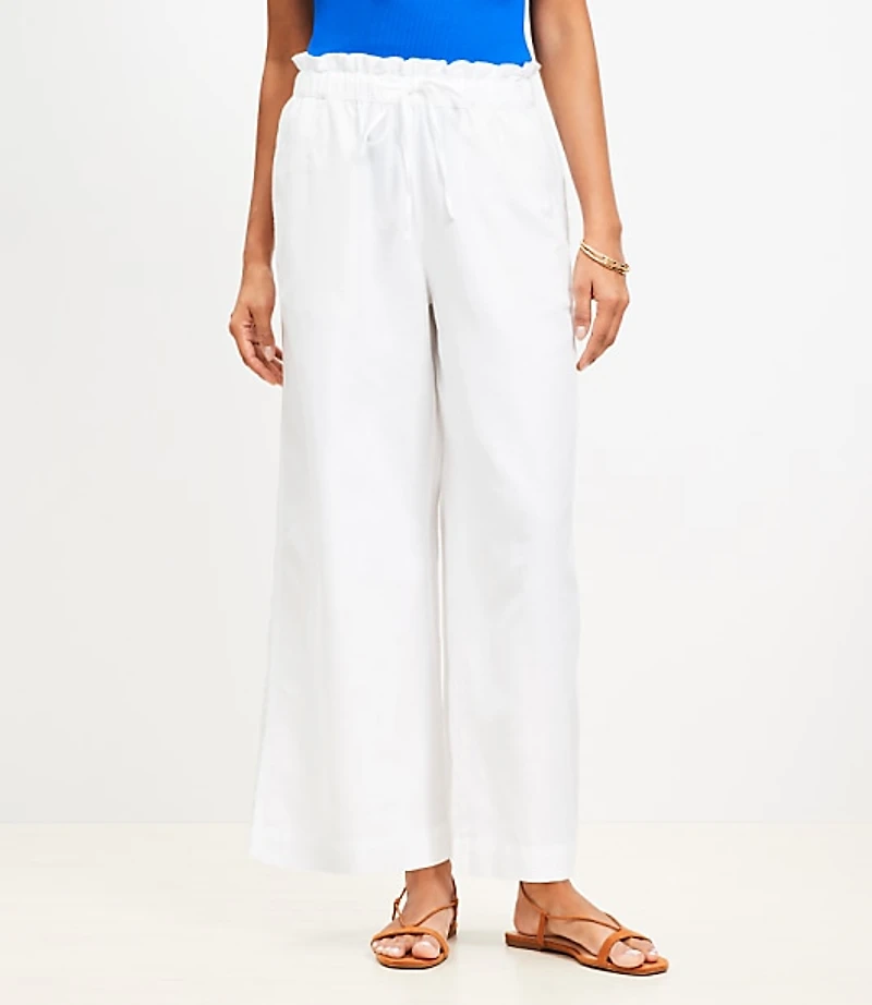 Breezy Wide Leg Ankle Pants in Linen Cotton