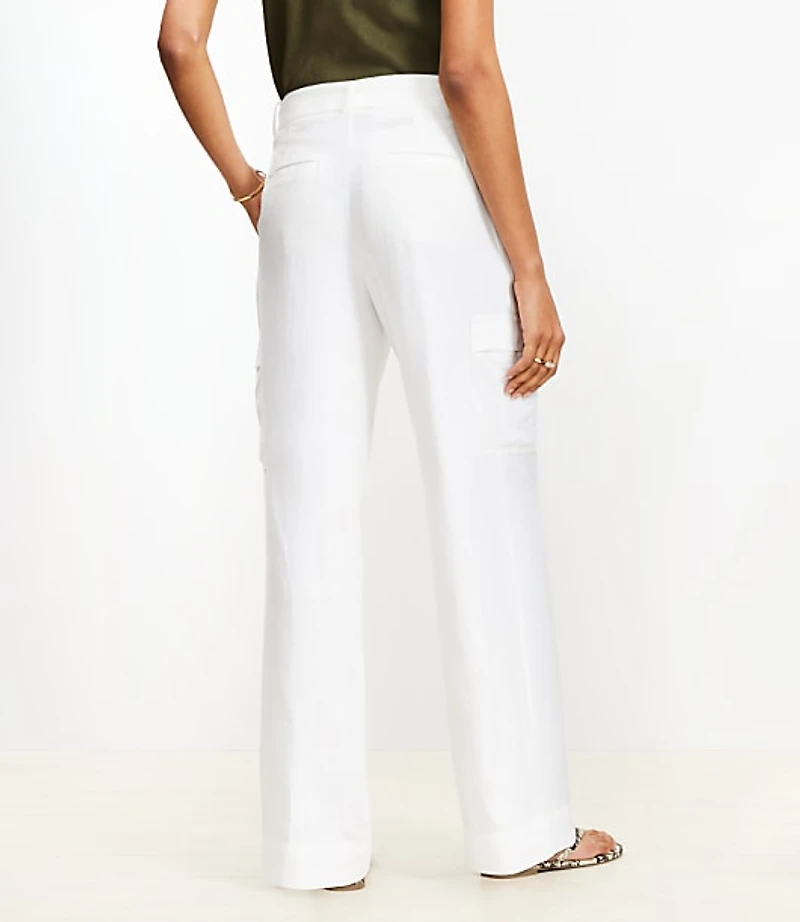 Belted Drapey Cargo Pants in Linen Blend