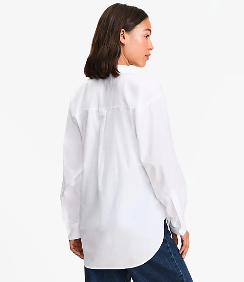 Petite Cotton Blend Everyday Oversized Pocket Shirt