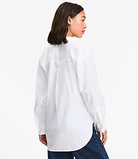 Petite Cotton Blend Everyday Oversized Pocket Shirt
