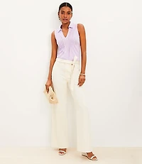 High Rise Palazzo Jeans in Ecru