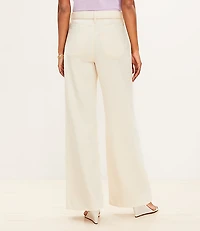 High Rise Palazzo Jeans in Ecru