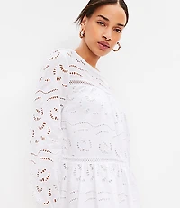 Eyelet Long Sleeve Swing Dress
