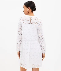 Eyelet Long Sleeve Swing Dress