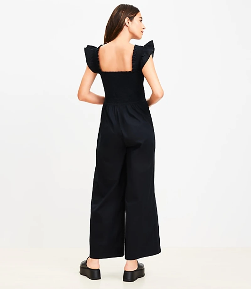 LOFT Beach Smocked Ruffle Strap Jumpsuit