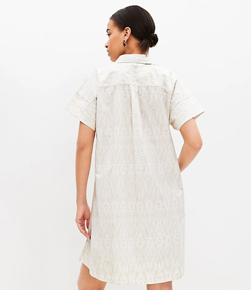 Petite Ikat Poplin Short Sleeve Pocket Shirtdress
