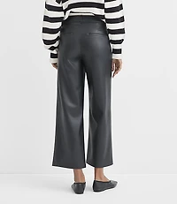 Petite Curvy Palmer Wide Leg Crop Pants in Faux Leather