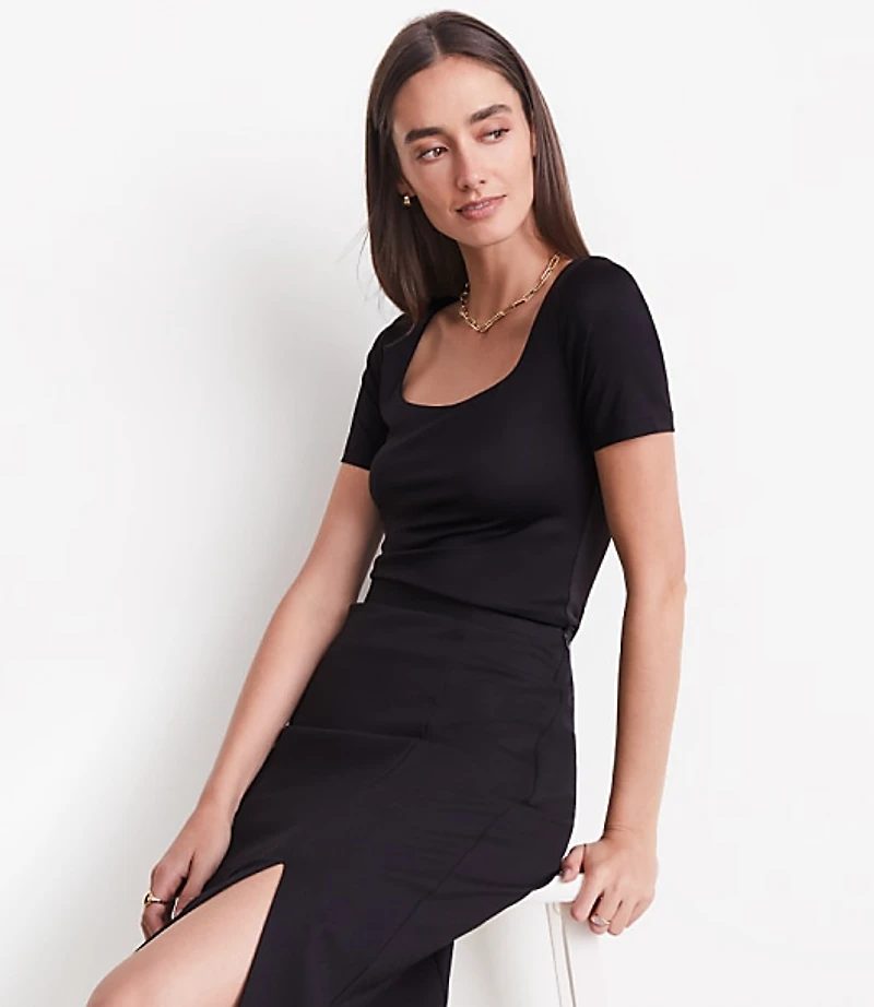 LOFT Versa 360 Knit Square Neck Tee