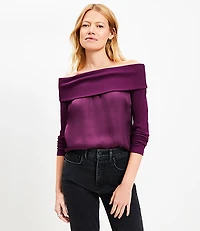 Charmeuse Off The Shoulder Mixed Media Top