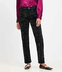 Petite Five Pocket Straight Pants Crushed Velvet