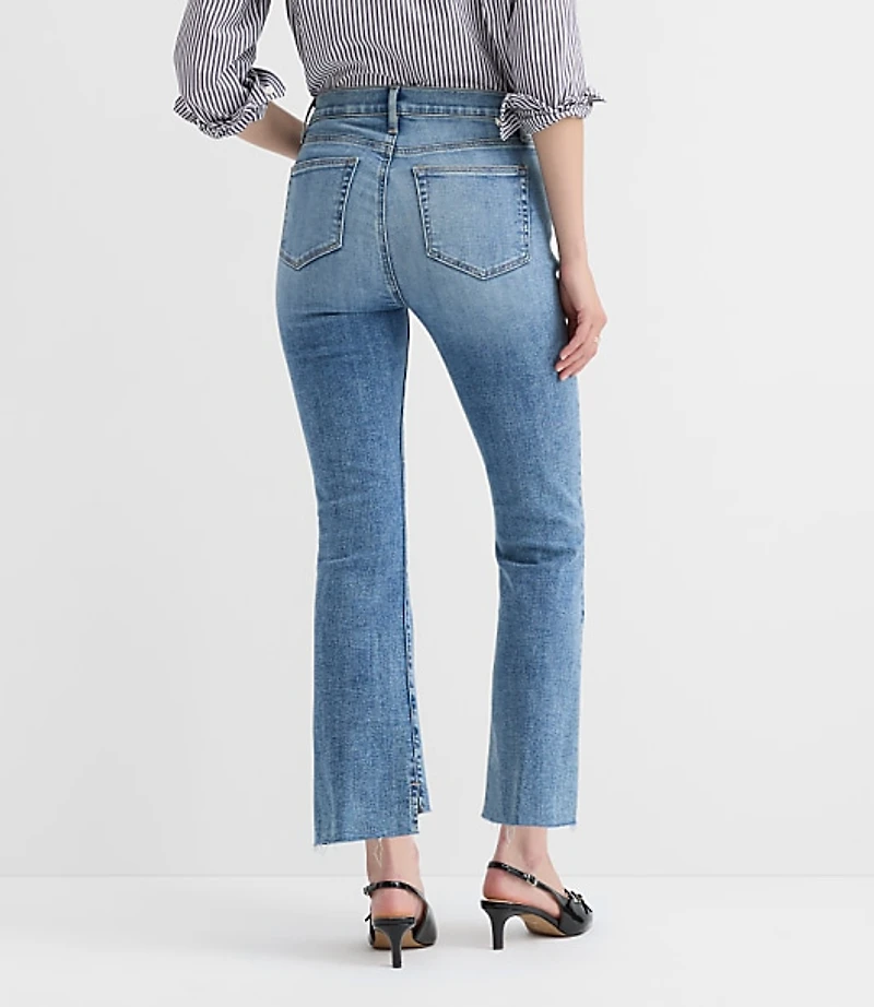 Petite Step Hem High Rise Kick Crop Jeans Classic Mid Wash