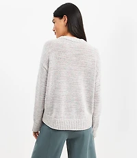 Marled Pointelle Trim Sweater