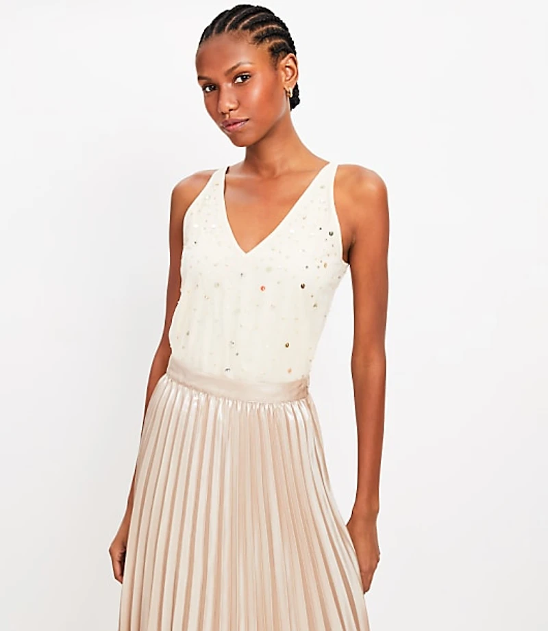 Embellished Double V Tank Top