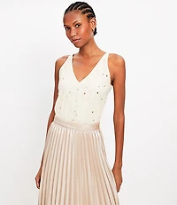Embellished Double V Tank Top