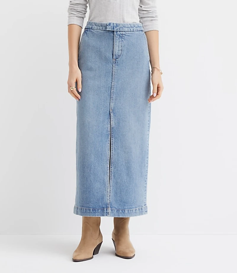 Refined Denim Midi Skirt Classic Mid Indigo