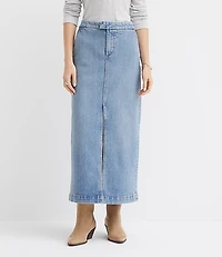 Refined Denim Midi Skirt Classic Mid Indigo