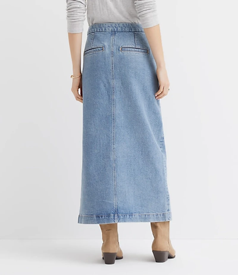 Refined Denim Midi Skirt Classic Mid Indigo