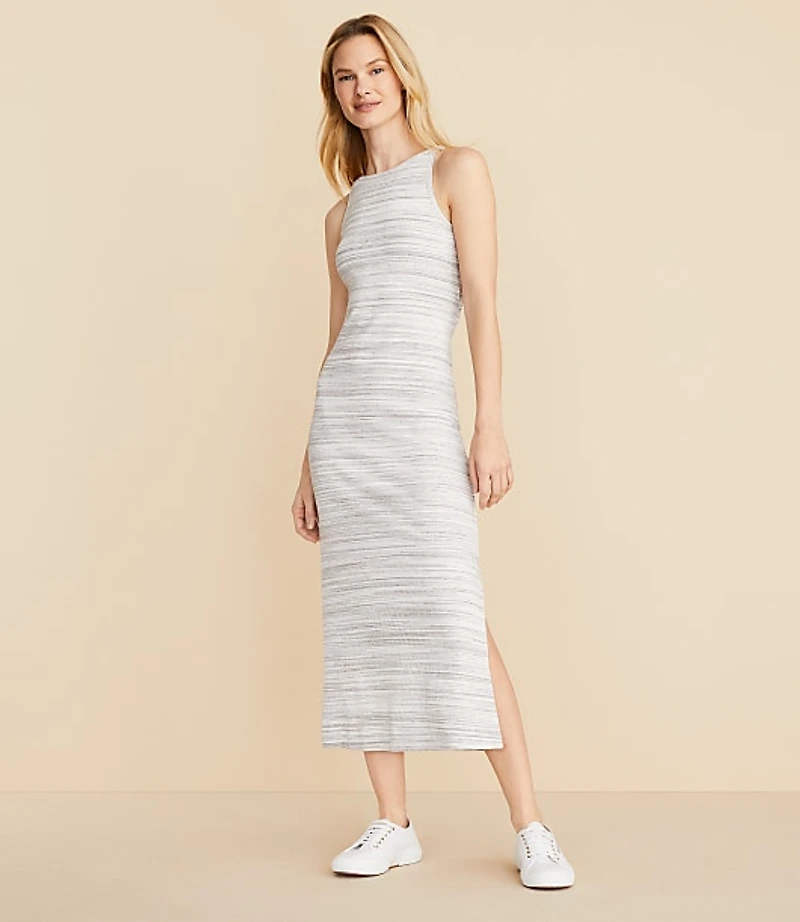Lou & Grey Spacedye Ribbed Open Back Midi Dress