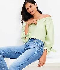 Tie Cuff Off The Shoulder Top