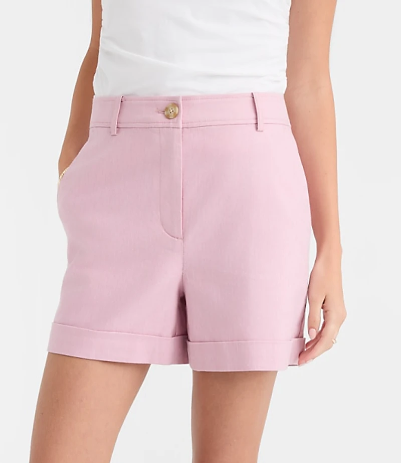 Cuffed Shorts Cotton Linen